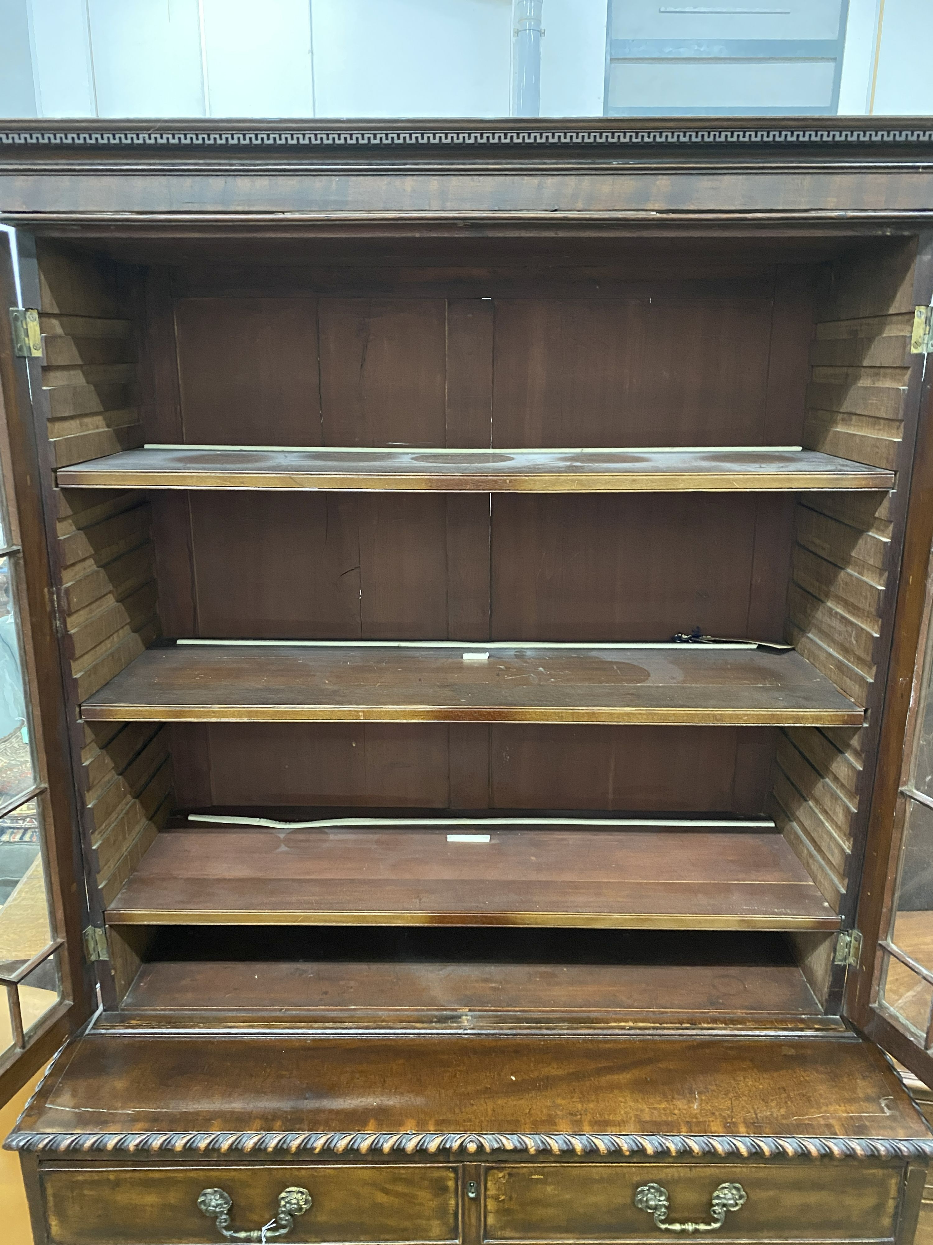 A George III mahogany secretaire bookcase, length 104cm, depth 52cm, height 216cm